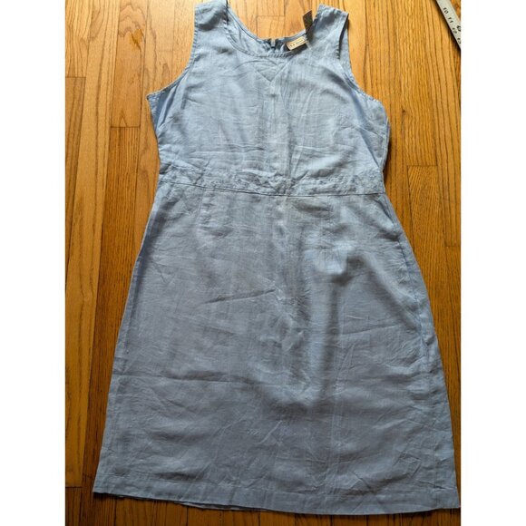 L.L.Bean Womens Light Blue Linen Sleeveless Embroidered Dress Size 12 Regular - Picture 3 of 8